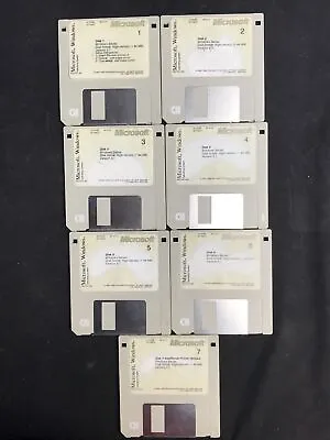 £40 • Buy Vintage Microsoft Windows Version 3.1 On 3.5  Full Floppy Rare 7 Disk Set