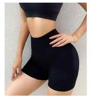 Women' High Waist Cycling Running Gym Butt Lift Yoga Stretchy Shorts Pants • £3.99