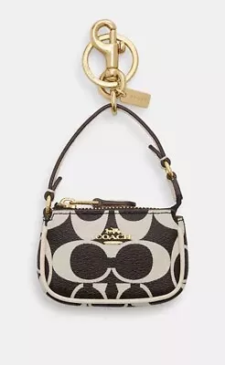 ✨NEW Coach Mini Nolita Bag Charm/Key Ring Signature Canvas BOLD White On Black • $62.95