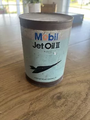 Mobil Jet Oil II Quart Can Synthetic Jet Engine Oil 1 Quart Vintage Advertising • $24.95