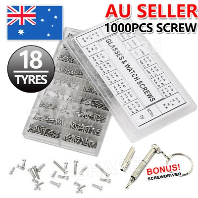 $7.45 • Buy 1000pcs Watch Repair Kit Screws Nut Screwdriver Glasses Sunglasses Tool Set