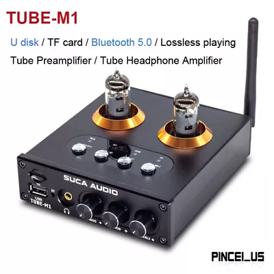 SUCA AUDIO TUBE-M1 Tube Preamplifier Bluetooth 5.0 Headphone Amplifier 6K4 Tube • $69.04