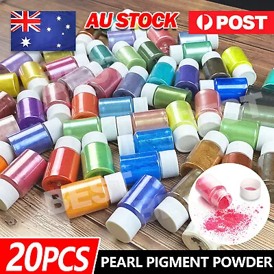 20Pcs Pigment Powder Epoxy Resin Dye Pearl Natural Mica Mineral Mixed Color Set • $15.45