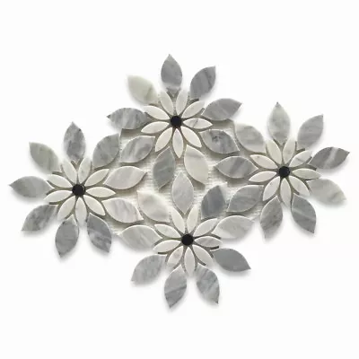 C9H7XH Wildflower Carrara Marble Rain Flower Mosaic Tile Bardiglio Honed • $32.99