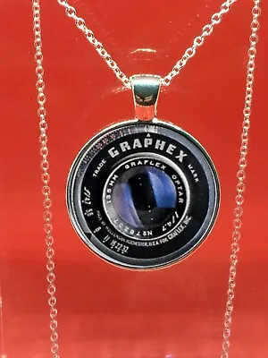 Vintage Black Old Camera Lens Pendant Necklace Photographer Silver Jewelry  • $8.83