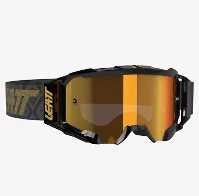 NEW Leatt 5.5 Velocity Motocross Dirt Bike Adult Goggles Black/Gold Mirror Lens • $40