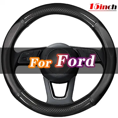 For Ford Car SUV Truck Carbon Fiber Steering Wheel Cover Premium Elite Style US • $41