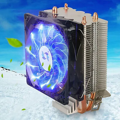 Blue LED CPU Cooler Fan Heatsink For Intel LGA1155 /775/AMD AM4/AM3+/AM3/AM2+ • £16.60