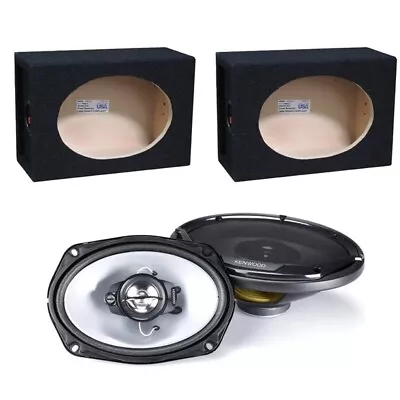 Pair 6x9 Square  Speaker Box Black With Kenwood 6.9  Spaker Coaxial 400w • $79.99