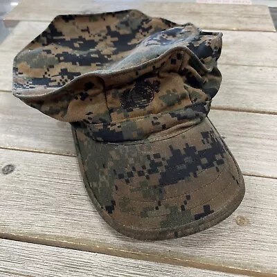 MEDIUM USMC MARINE CORPS DENIM WOODLAND GRN MARPAT Garrison CAP • $9