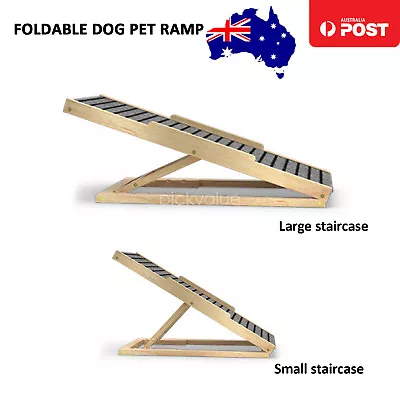 Pet Dog Ramp Foldable Non-Slip Dogs Stairs Adjustable Heights For Bed Sofa Car • $49.99