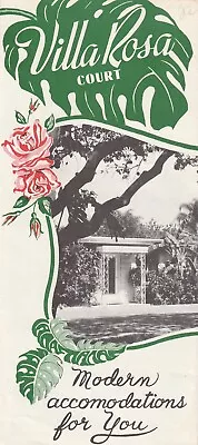 1940s~Winter Haven Florida FL~Villa Rosa Court Motel~Vintage Travel Brochure • $32