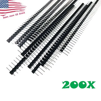 $16.79 • Buy 200pcs 40-Pin Male Header 0.1  2.54mm Breadboard PCB Strip Connectors 200X USA