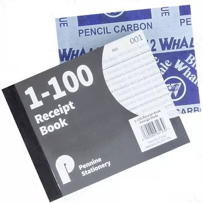 SMALL A6 RECEIPT BOOKS Cash Notepad/Invoice Pad 1-100 Numbered Pages Notebook • £2.69