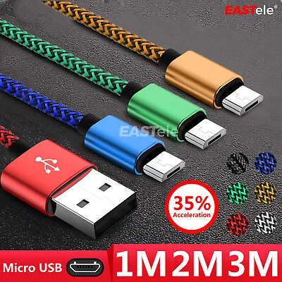 $4.95 • Buy 1M/2M/3M Strong Braided Micro USB Data Charger Cable Cord For Android Samsung