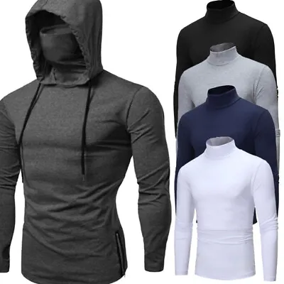 $15.81 • Buy Mens Turtleneck Hoodie Pullover Long Sleeve Jumper Top Casual Hooded Sweatshirt 