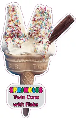 Ice Cream Van Sticker Twin Sprinkle Flake 99 Cone Ice Cream Stickers Decals • £3.95