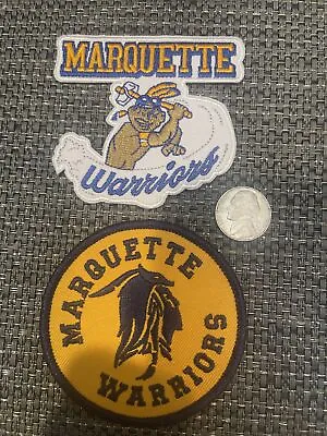 2- Marquette  Warriors  Golden Eagles Vintage Embroidered Iron On Patches 3.5” • $10.99