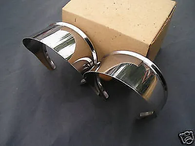 New Pair Of Accessory Stainless Steel Mirror Visors For 4 & 5 Inch Round Mirrors • $19.99
