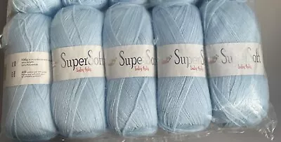 500g Jarol 4 Ply Baby Super Soft Acrylic Wool/yarn Pale Blue  5 X 100g • £12.95