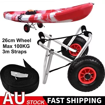 Aluminium Compact Collapsible Kayak Trolley Alloy Canoe Ski Carrier Cart 80KG AU • $53.99