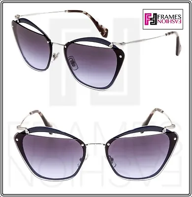 MIU MIU NOIR Cut Out 54T Blue Violet Silver Gradient Oversized Sunglasses MU54TS • $172.08