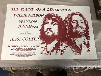 $11 • Buy WILLIE NELSON W/ Waylon Jennings & Jessi Colter – CONCERT POSTER Print