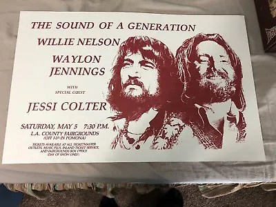 WILLIE NELSON W/ Waylon Jennings & Jessi Colter – CONCERT POSTER Print • $11