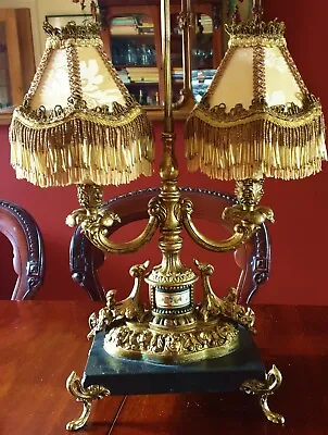  Osborne  Victorian Beaded Candle Shade Pale Gold Silk Damask 6   Two Available • £69