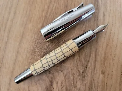 Faber-Castell Croco Ivory White E-MOTION Fountain Pen - M Nib • $90