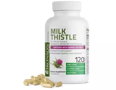 Milk Thistle 1000mg Silymarin Marianum & Dandelion Root Liver Health Support 120 • $14.98