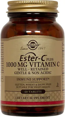 Solgar Ester-C Plus 1000mg Vitamin C 60 Tablets Ester-C Ascorbate Complex • $12.49