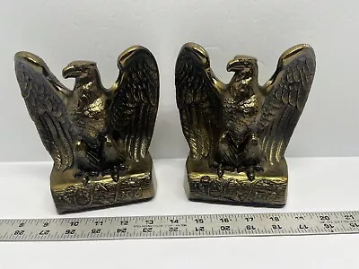 Brass Tone Cast Metal American Eagle Bookends • $18.69