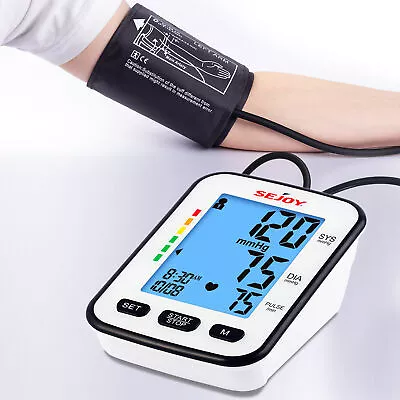 SEJOY Upper Arm Blood Pressure Monitor Portable Heart Rate Meter BP Monitor LCD • $26.72