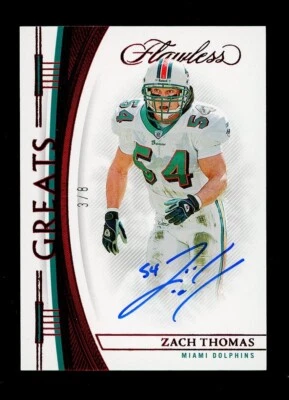 $200 • Buy 2022 Panini Flawless #G-ZT Zach Thomas Greats Ruby On-Card Auto #'d 3/8 HOF