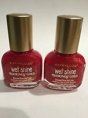 LOT OF 2 Maybelline Wet Shine Diamonds Gold Nail Color Polish DAYBREAK .5 Ozs EA • $10.57