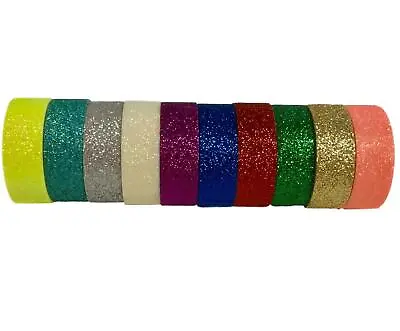 10m GLITTER WASHI TAPE QUALITY PRODUCT NON SHED 15mm CHOICE OF 12 COLOURS  IN UK • £6