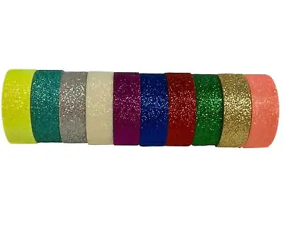 5m GLITTER SPARKLE WASHI TAPE QUALITY PRODUCT NON SHED 15mm CHOICE OF COLOURS • £3.25