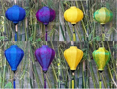 Set 8 Vietnamese Bamboo Silk Lanterns For Restaurant Decoration Garden Party • $56