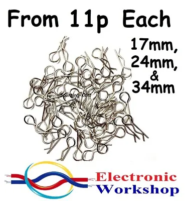 RC Body Shell Clips R Pins Stainless 17mm 24mm 34mm Model Car Boat Etc UK Seller • £2.79