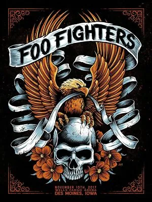 $14.99 • Buy FOO FIGHTERS Concert Gig Poster Des Moines, Iowa 2017 / Dave Grohl / 17x13 In