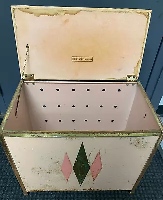 Vintage DETECTO CLOTHES HAMPER PINK METAL HINGED LID 1950'S ERA RETRO CLEAN • $80