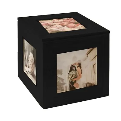 Photo Cube Keepsake Box Unique Picture Frame Photograph Box Black | M&W • £9.99