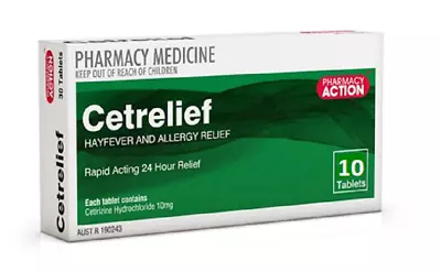 Cetrelief Cetrizine 10mg Hayfever & Allergy Tablets  10 Tablets EXP 01/26 • $7.20