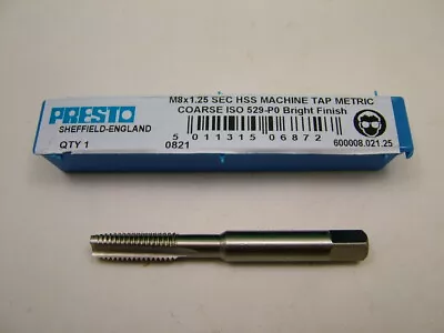 HSS Machine Tap M8 Metric Coarse Thread Top Quality Genuine Presto Brand 2nd Cut • £5.39