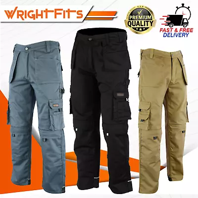 Work Trousers Mens Safety Combat Cargo Pants Multi Pockets & Knee Pad Pockets PR • £20.99