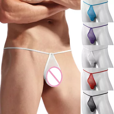 Sexy Mens G-string Micro Mesh Thong Pouch Briefs Bikini T-Back Underwear Chic • £3.55