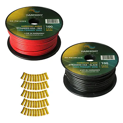 Harmony Car Primary 12 Gauge Power Or Ground Wire 200 Feet 2 Rolls Red & Black • $23.95