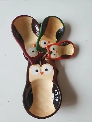  Owl Ceramic Measuring Spoons Colorful Set Of 4 Vintage  • $14