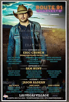 $19.99 • Buy Jason Aldean Route 91 Harvest Concert Poster 2017 Vegas